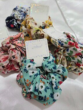 Floral Scrunchies Set of 2 | Soft Elastic Hair Ties for Women & Girls